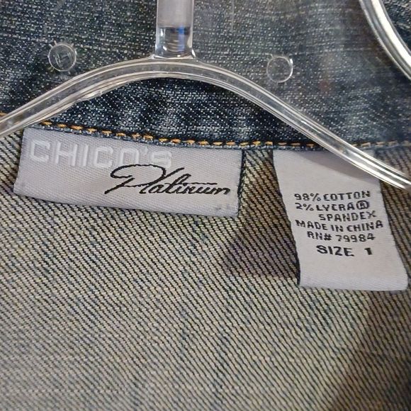 Chico's Platinum Denim Jacket, Size L (12-14) - Picture 4 of 8